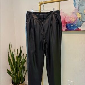 Express Black Leather-Style Trousers